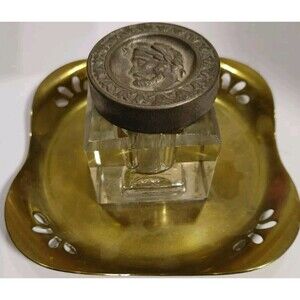 Victorian Antique Neoclassical Style Inkwell Stand Made In Austria Pen Collector